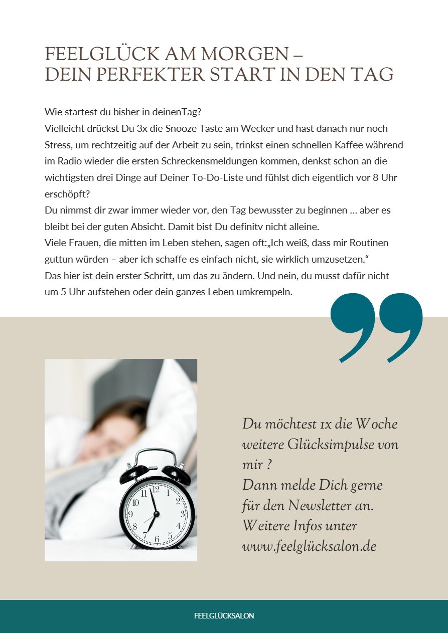Deckblatt - FeelGlück - Morgenroutine