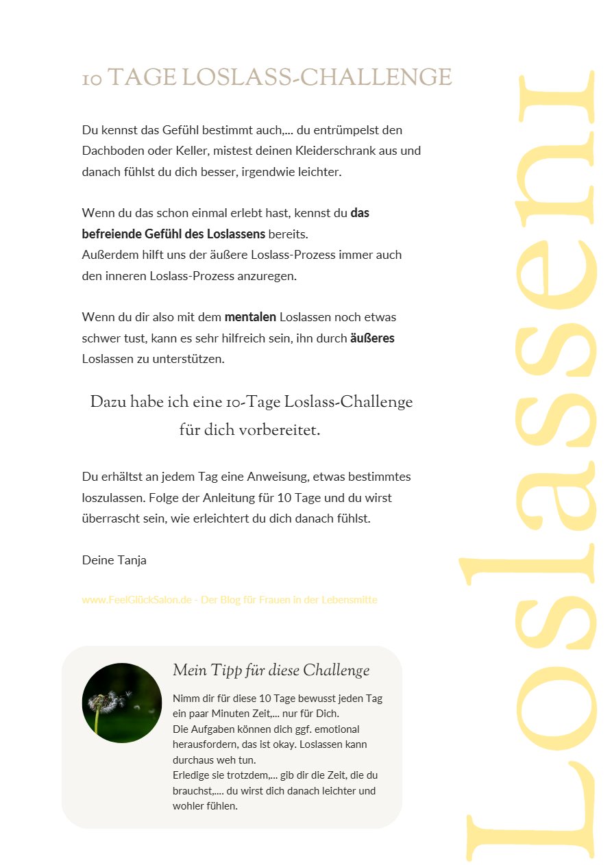 Deckblatt -  10 Schritte Plan LOSLASSEN